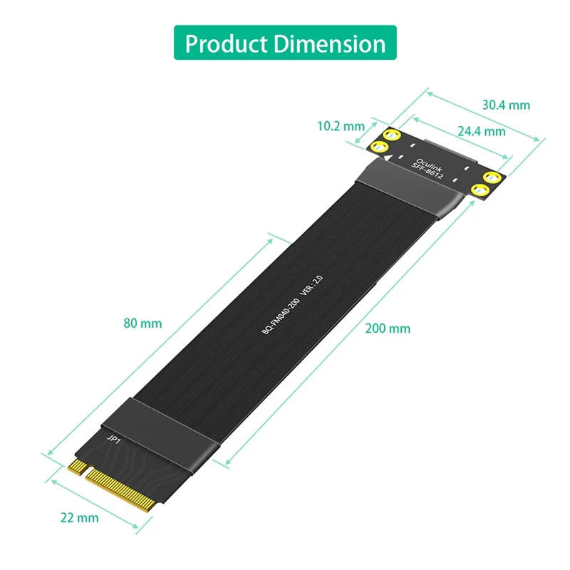 Top-Oculink 4I M.2 NVME zu Verlängerungskabel PCIE4.0 für SSD-Grafikkarte M.2 M Schlüssel zu SFF-8612-Adapter