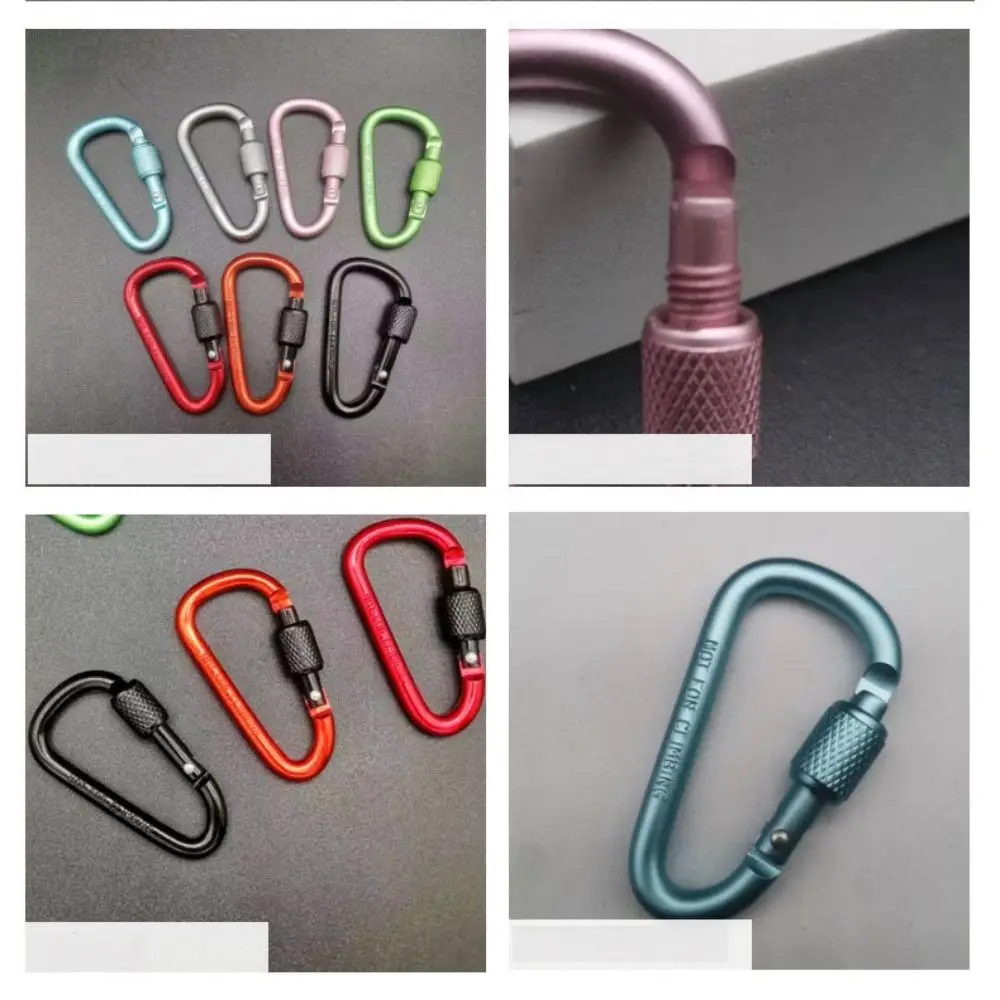 Alloy Carabiner for Camping, Escalada Button, Buckle Keychain, Equipamento de segurança, Caminhada Hook, Novo, 4pcs