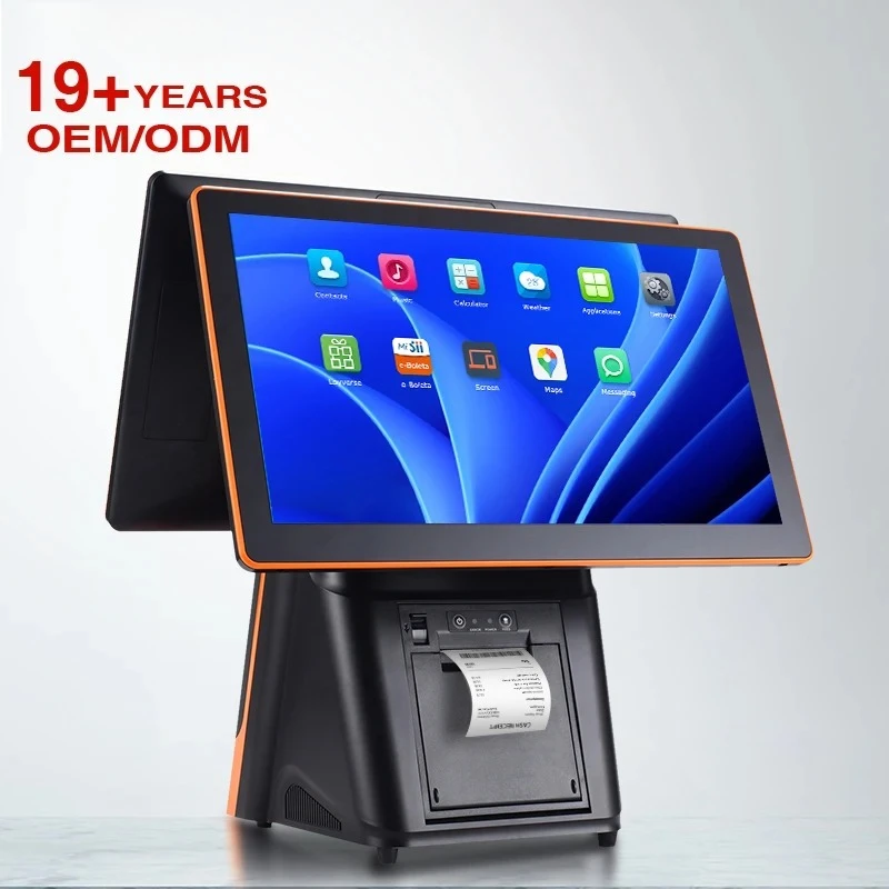 15.6 Inch Dual Screen Cash Register Machine Windows/Android All in One Pos Terminal System for Retail Shop With Thermal Printer