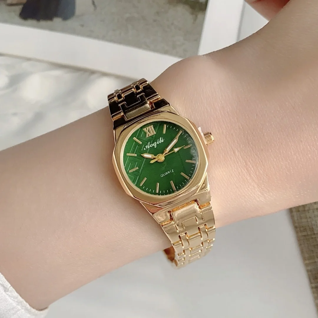 ساعات ذهبية مستديرة للنساء بحزام معدني ساعة كوارتز كاجوال بسوار للسيدات ساعة يد بسيطة للسيدات zegarek damski