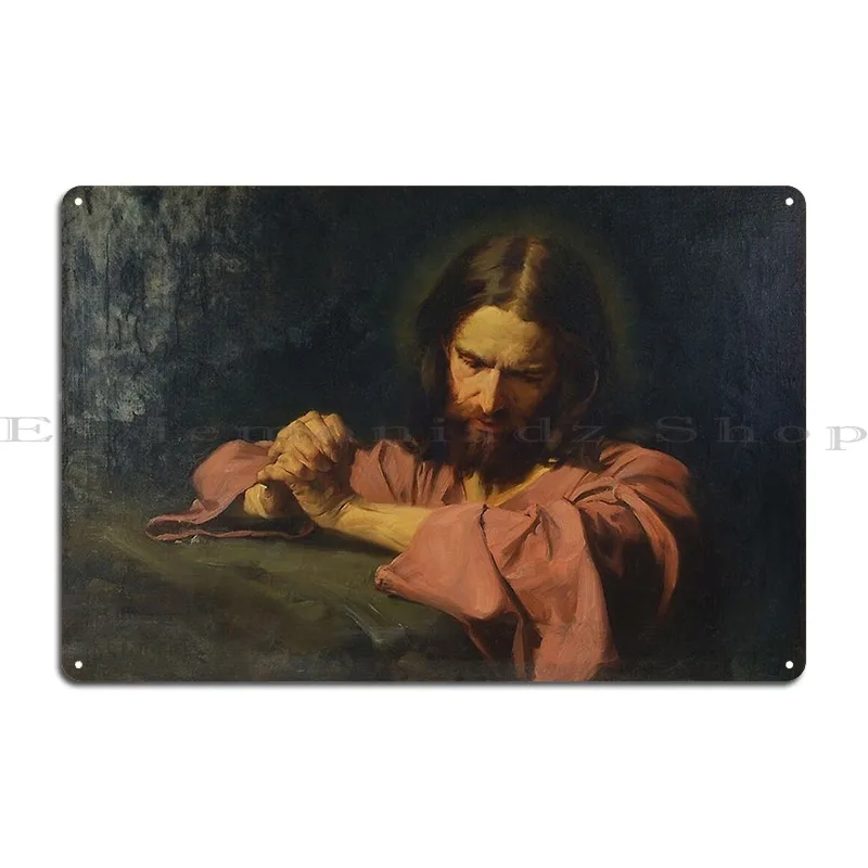 Vintage Herman Clementz Christ In Getsemani Garten Betend C1900 Fine Art Metal Plaque Party Printing Club Custom Tin Sign Poster