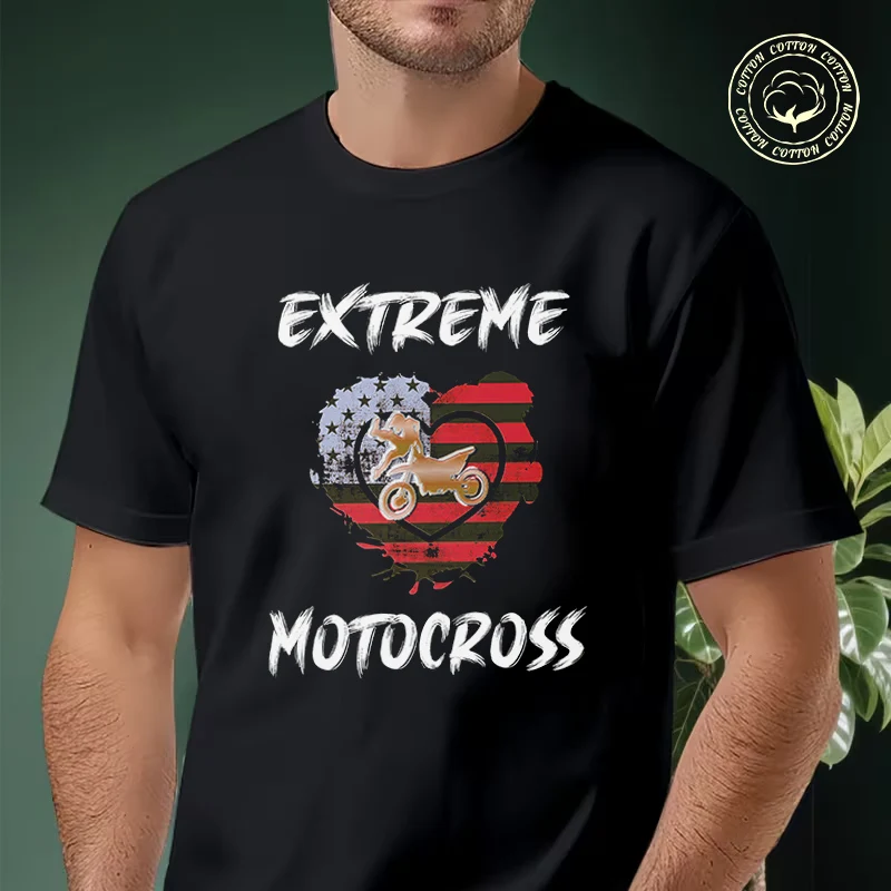 

Extreme Motocross Print Men's Moto T Shirt Casual Dress High Quality Mens Cotton Round Neck Short Sleeved T-shirt