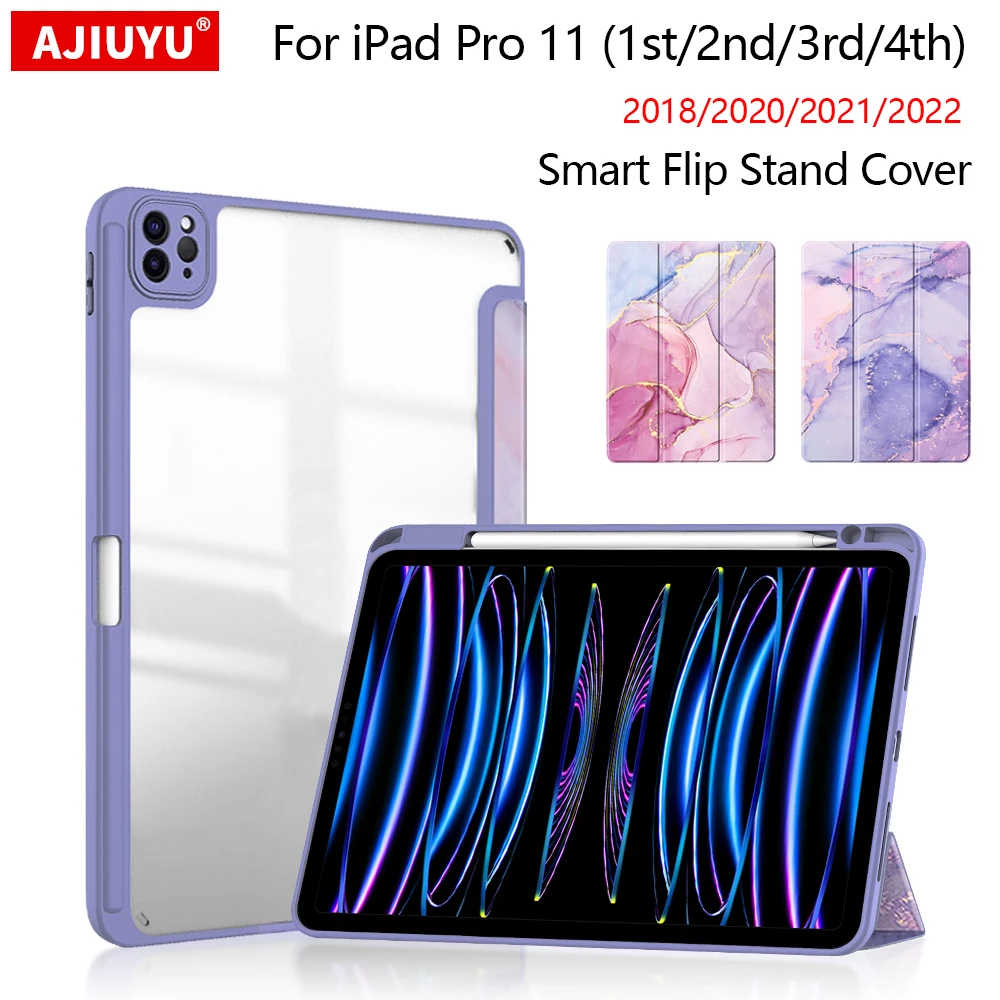 

Smart Cover For iPad Pro 11 1st 2nd 3rd 4th Generation with Pencil Holder Case For iPad Pro 11 2018-2022 Trifold Flip Stand Case