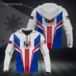 Customize Philippines Sports Style Zipper Hoodies Loose Unisex Oversize Sweatshirts Winter Casual Streetwear Tops Pullover