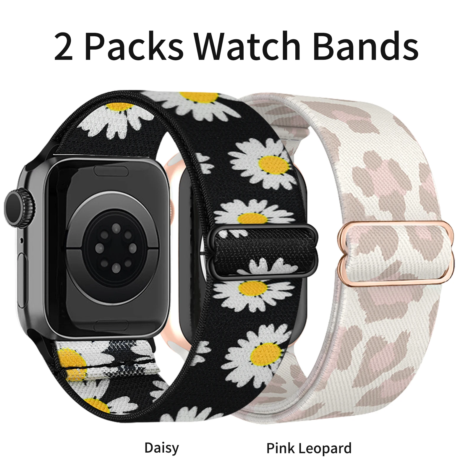 Braided Stretchy Adjustable Straps for Men and Women, Compatible for Apple Watch Ultra 2/1 Band, 38mm, 40mm, 41mm, 42mm, 44mm, 4