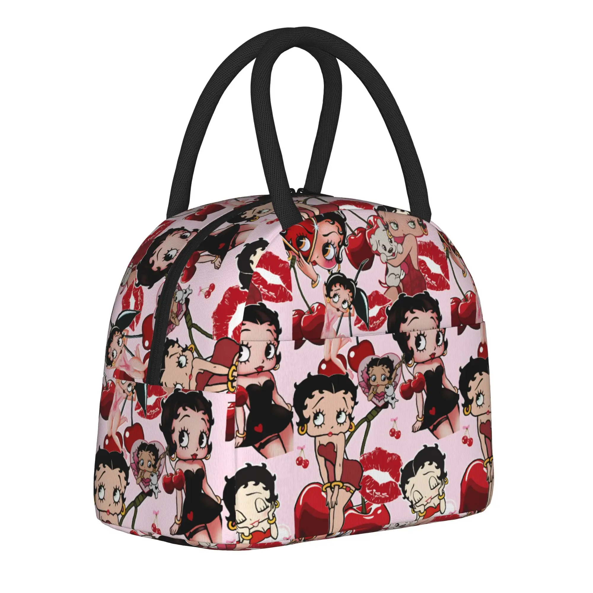 Boopes Bettyes Bolsa de almuerzo retro, lonchera portátil para pícnic, bolsas térmicas para alimentos para niños, impermeables, con diseño gráfico, bolsa nevera