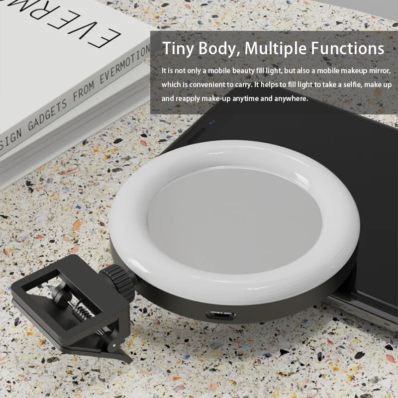 التصوير عكس الضوء LED Selfie مصباح مصمم على شكل حلقة مع مشبك الهاتف USB التوصيل ل Tiktok يوتيوب فيديو لايف ملء مصباح استوديو الصور الخفيفة