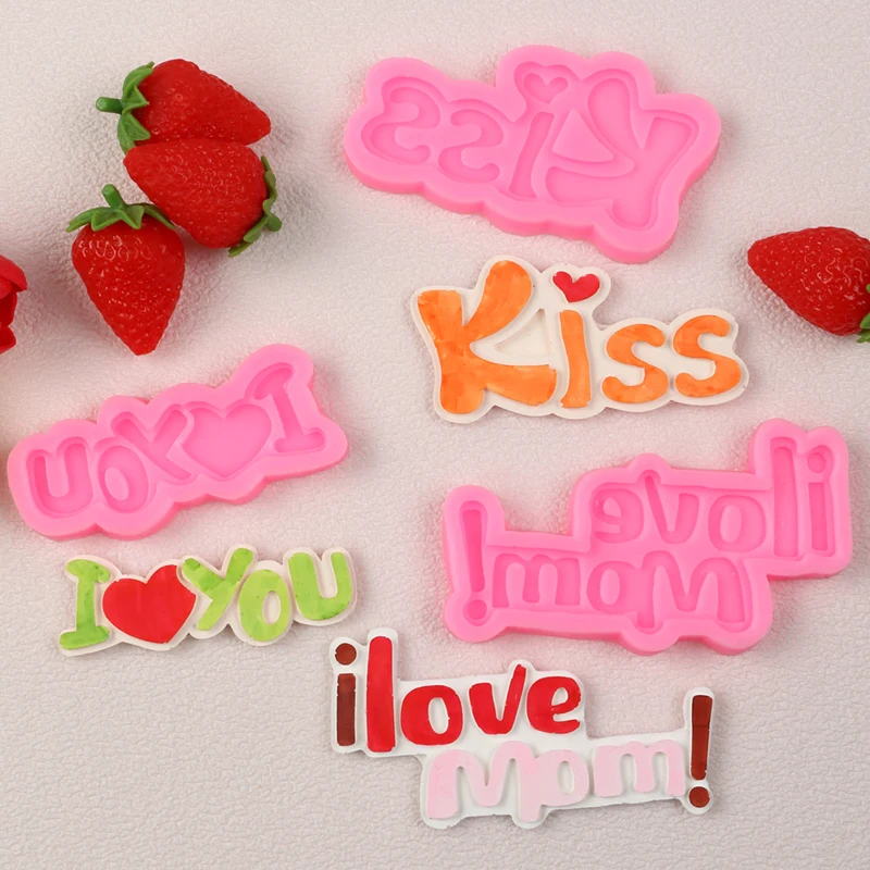 Love Heart Letter Silicone Mold for Valentine's and Mother's Kiss Cake Decorating Fondant Chocolate Candy Cupcake Topper