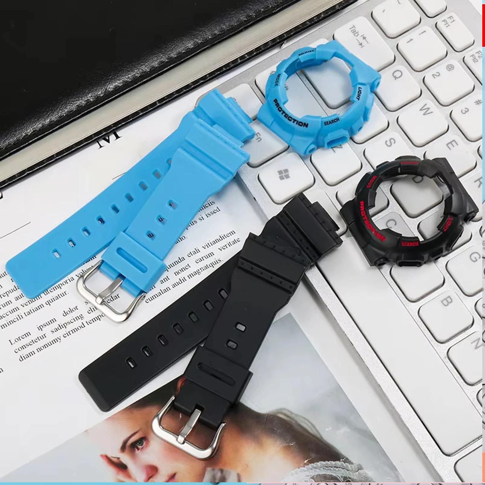 Watch strap Bezel case for Casio BABY-G BA-111 110 112 120 130 Women Silicone Resin watchband ladies watch Band accessories