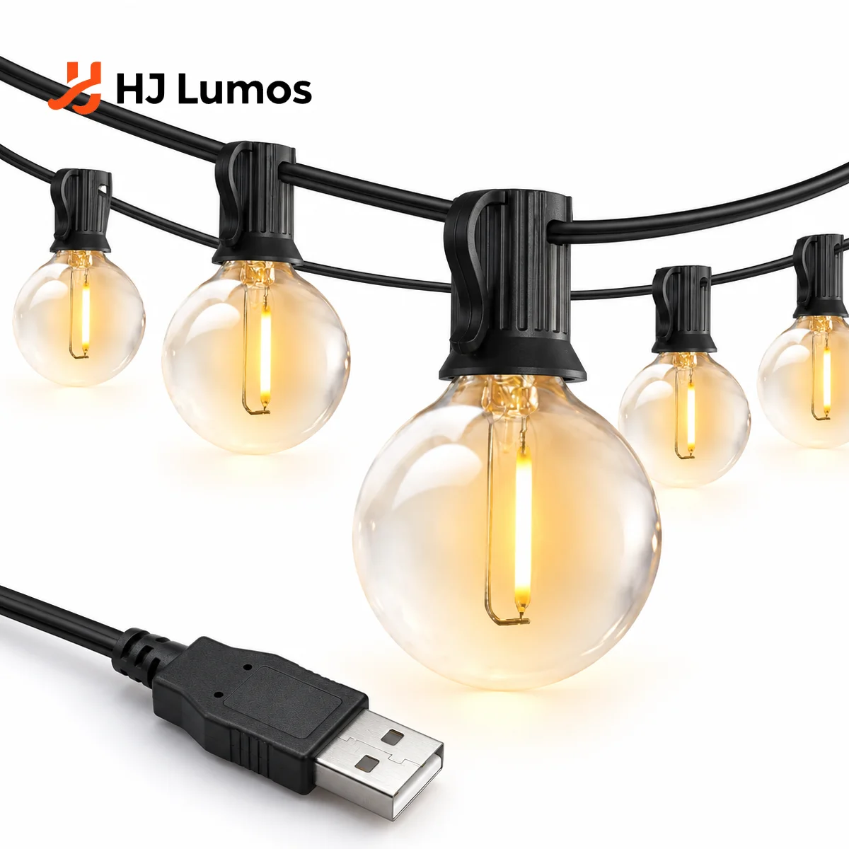 7.6m 15m USB LED Lights 5V 1W G40 Plastic Bulb Outdoor Waterproof Tent Fairy Patio Festoon String Light Wedding Decor