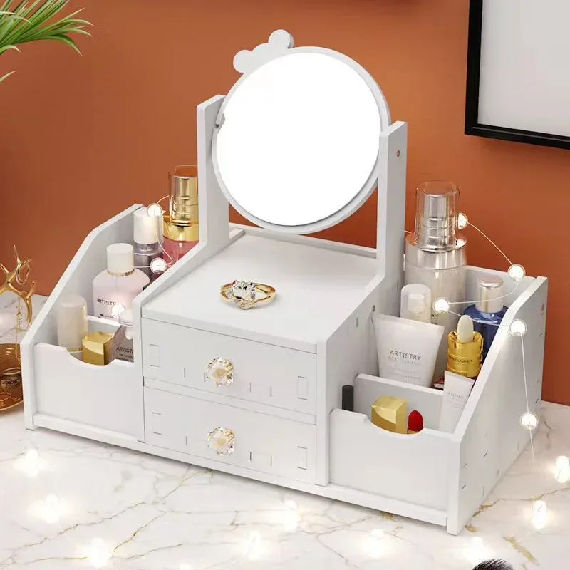 Makeup Mirror Drawer Type Jewelry Box Skin Care Lipstick Shelf Desktop Facial Mask Cosmetics Storage Box Special for Dresser