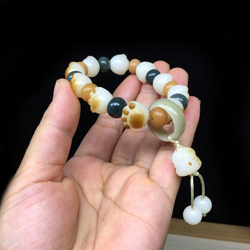 Natural Bodhi Root , Cat Paw Design Bracelet, Sweet and Cute Style, Popular on Little Red Book