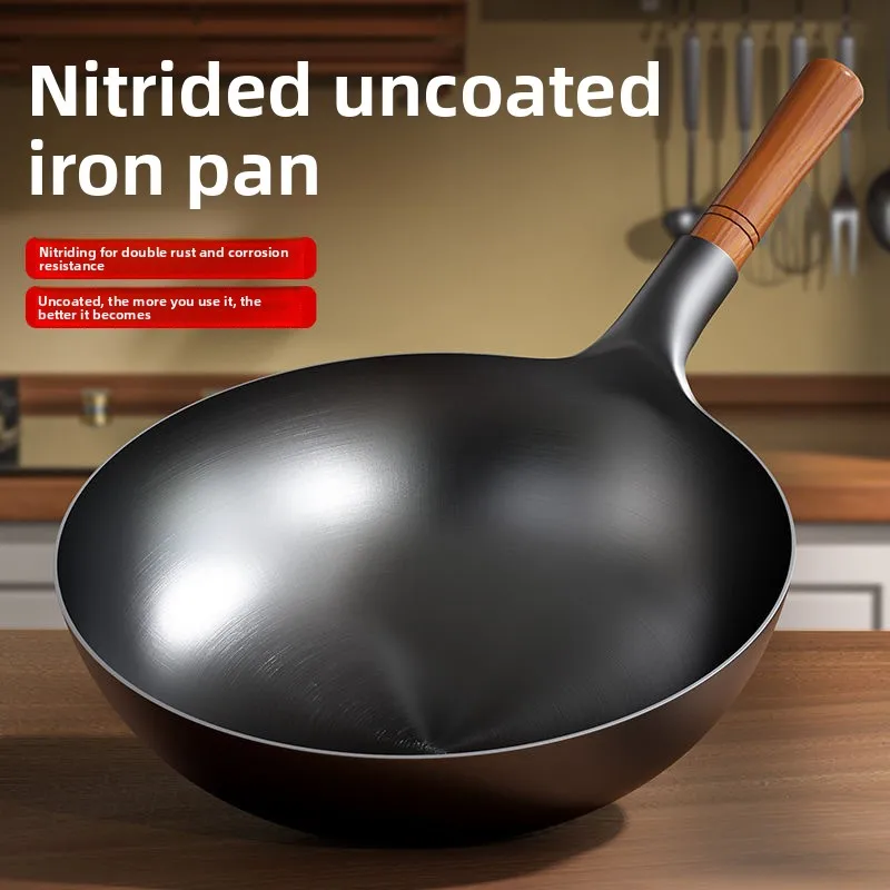 Zhangqiu Old-Fashioned Iron Wok, Vegetable Wok, Household Uncoated Non Stick Wok, Frying Pan, Gas Stove Special