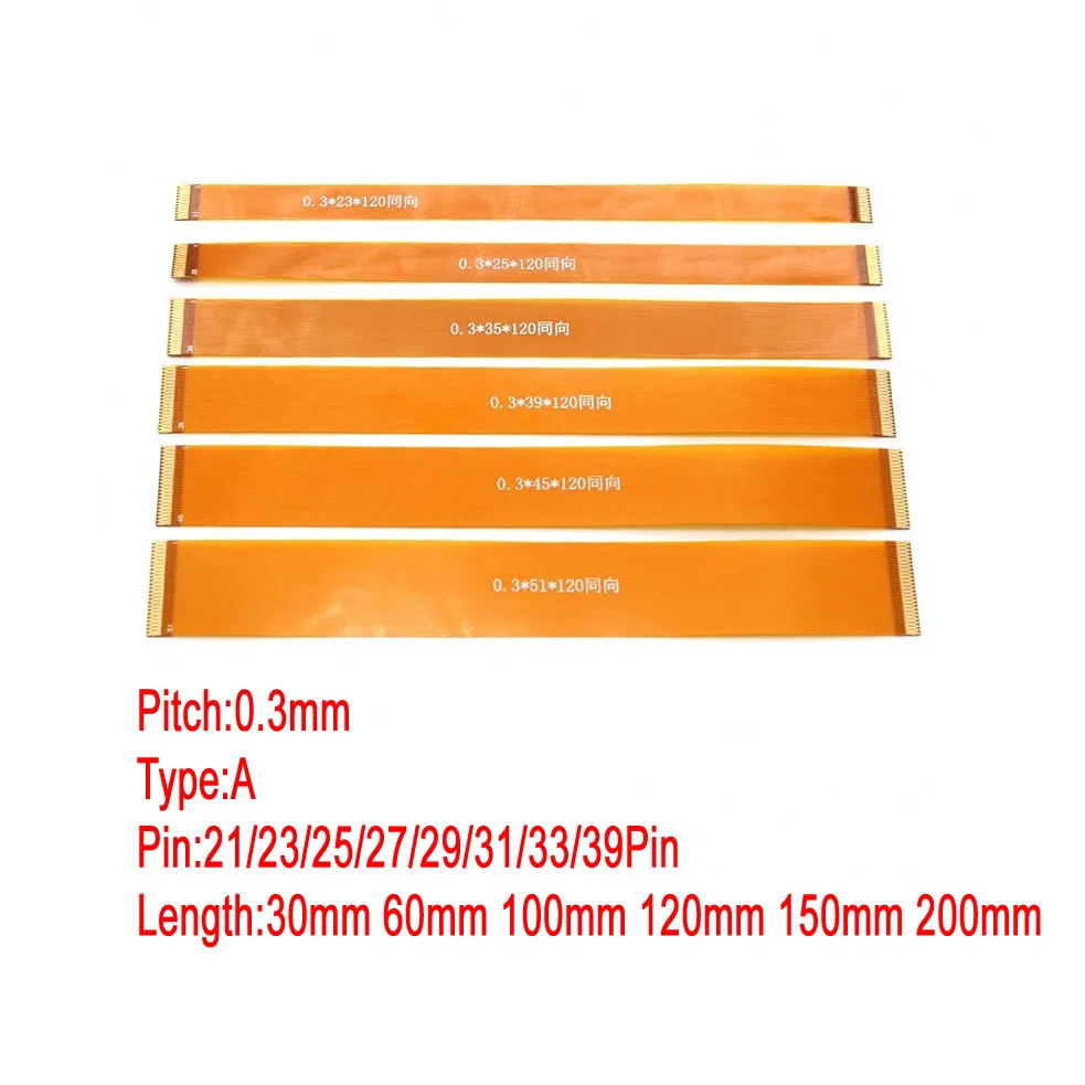 1pc 0.3mm Pitch 21/23/25/27/29/31/33/39Pin 3/6/10/12/15/20cm FFC FPC Flex Flat LVDS MIPI LCD Extension Cable