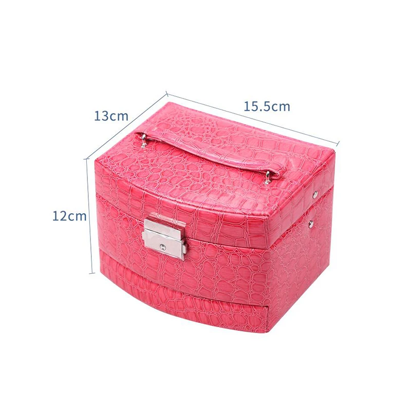 Women Pu Leather Portable Jewelry Box Packaging Makeup Organizer Storage Box Large Capacity Ring Necklace Earrings Storage