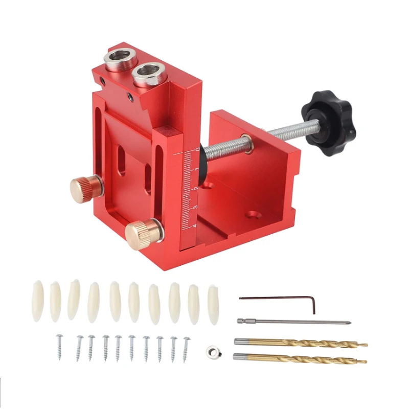 

1PC Pocket Hole Jig for Adjustable Woodworking Angle Metal Drilling Locator Guides Joint Angle Tool Two Hole Wood Jig System Kit