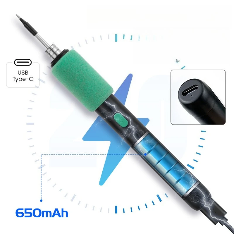 USB Soldering Iron Mini Portable Rechargeable Set Electric Welding Tool for Home DIY Small Electronic Repair Work