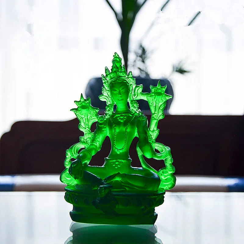 

12.8cm New Small Hand Green Tara Green Resin Pocket Tibetan Buddhist Tranic Suppliers Temple/Home/Office Decorate Statue Cratfs