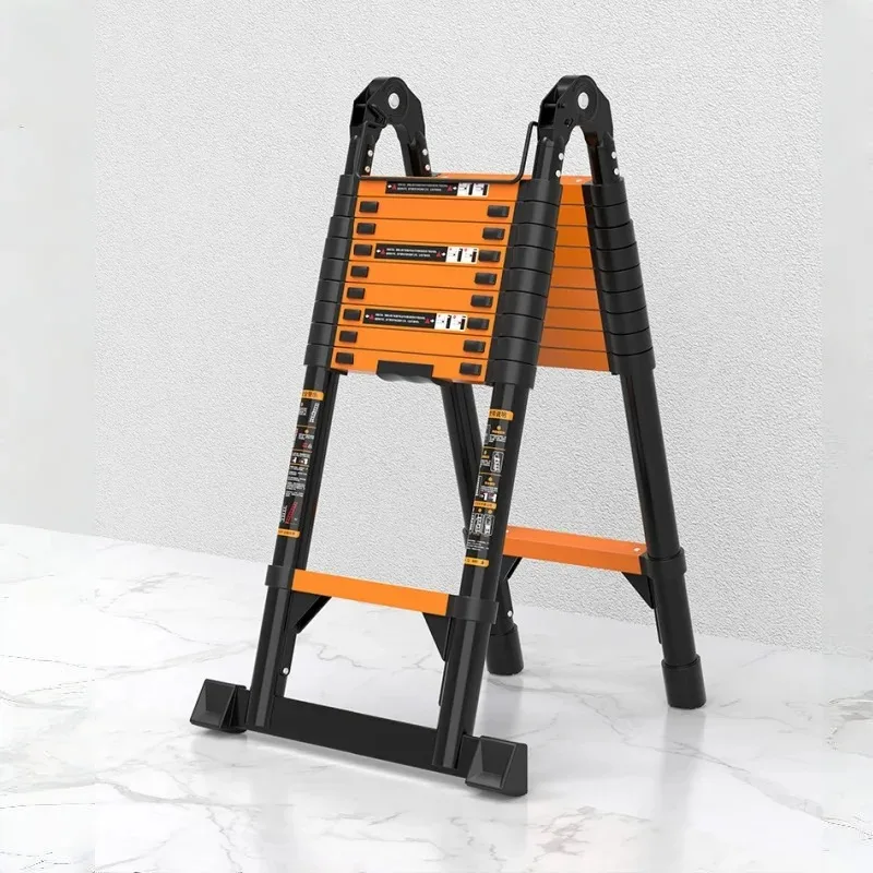 Escada telescópica dobrável grossa, escada multifuncional em espinha de peixe, adequada para casa/manutenção/exterior, armazenamento portátil
