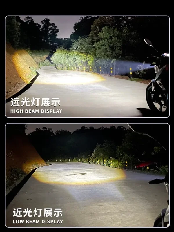 Motorcycle special bright LED headlights with built-in lens and integrated high and low beam modification