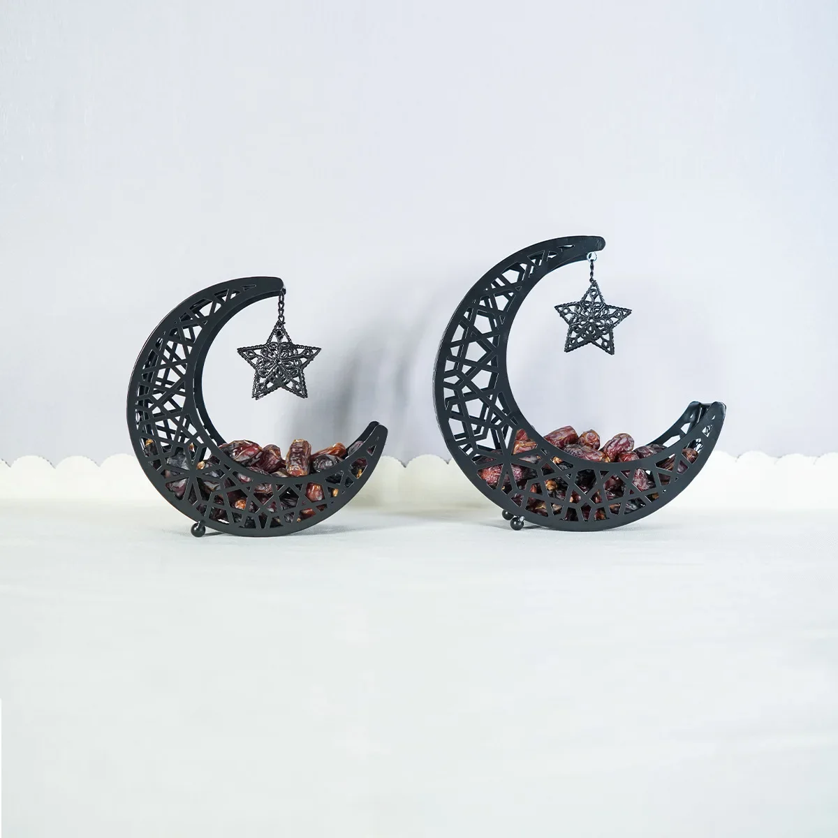 Metal Crescent Moon Candy Dessert Tray Islamic Festival Eid Mubarak Iron Moon Star Plate Ramadan Kareem Home Decorations