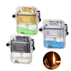 Long-Lasting Luminous Quicksand Lighter - Transparent Fluorescent Retro Style, Creative Personality Smoking Gadget for Daily Use