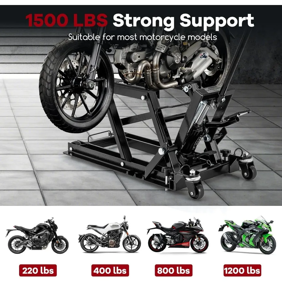 Goplus دراجة نارية رفع 1500 رطل مقص ATV الهيدروليكي جاك مع ألواح القدم مقبض طويل 2 أحزمة السقاطة 4 عجلات 4.7-15 رفع #2