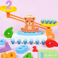 Wooden Math Teaching Aids Balance Scales for Children Kindergarten Montessori Early Education Weighing Puzzle Toys Gift