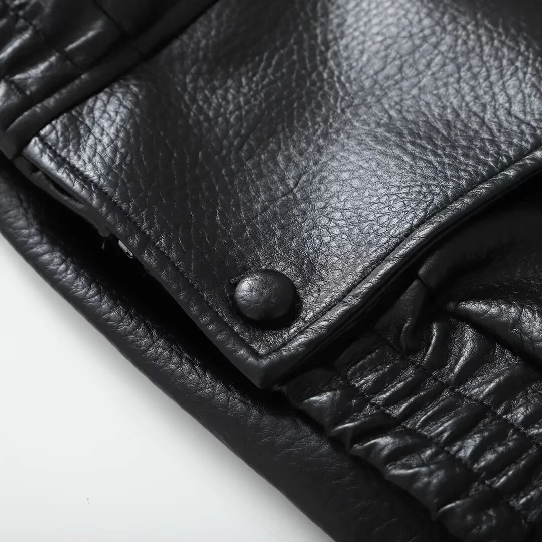 ZERAINS 2025 Autumn New Women's Long Sleeve Imitation Leather Long Sleeve Stand up Collar Jacket Coat Leather Jacket