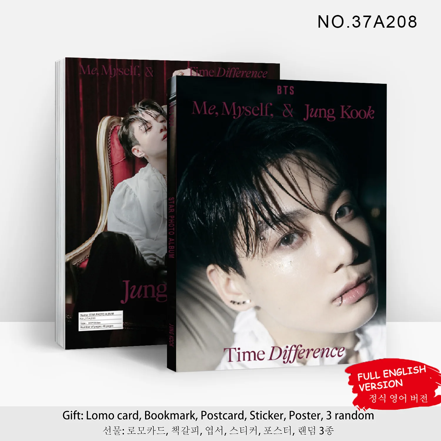 

Jung Kook GOLD SEVEN Theme Photobook Full English Version With Random Lomo Card Sticker Bookmark Postcard Gift For Kpop Fans