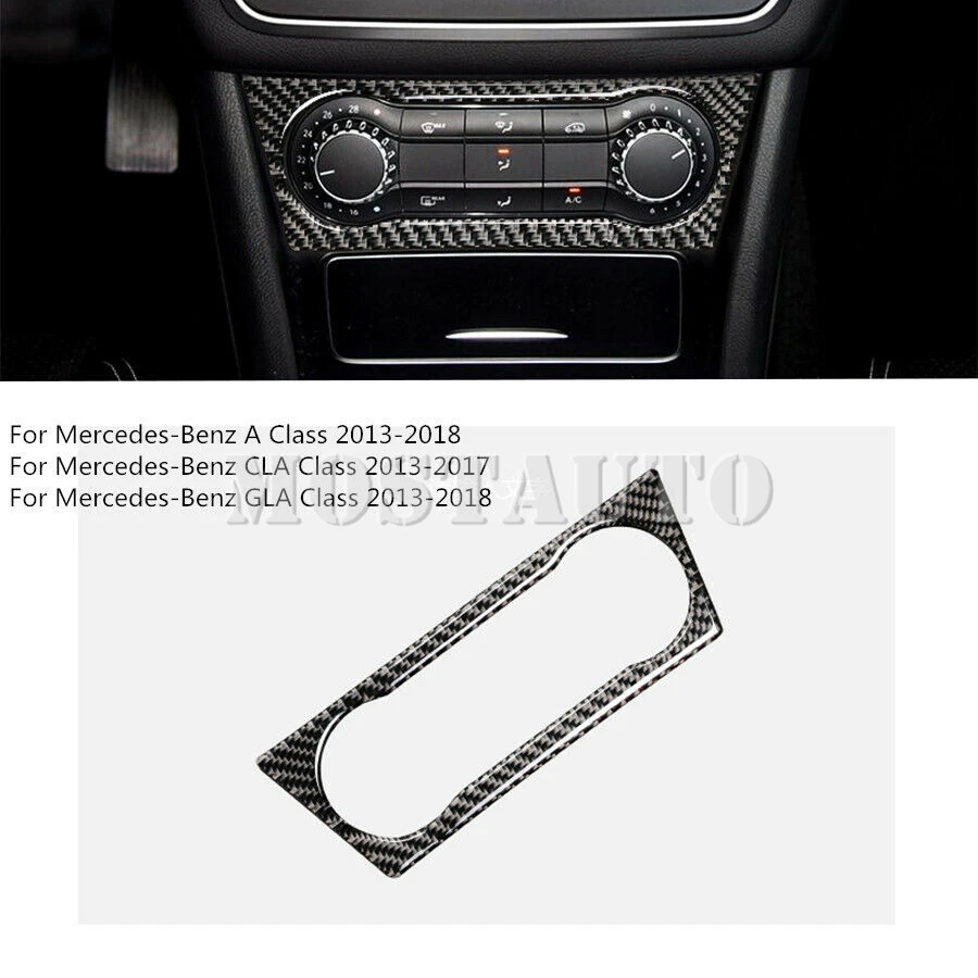 For Benz A-Class W176 CLA C117 GLA X156 Carbon Fiber Center Console Air Conditioner Knob Button Frame Trim Cover 2013-2018 1pcs