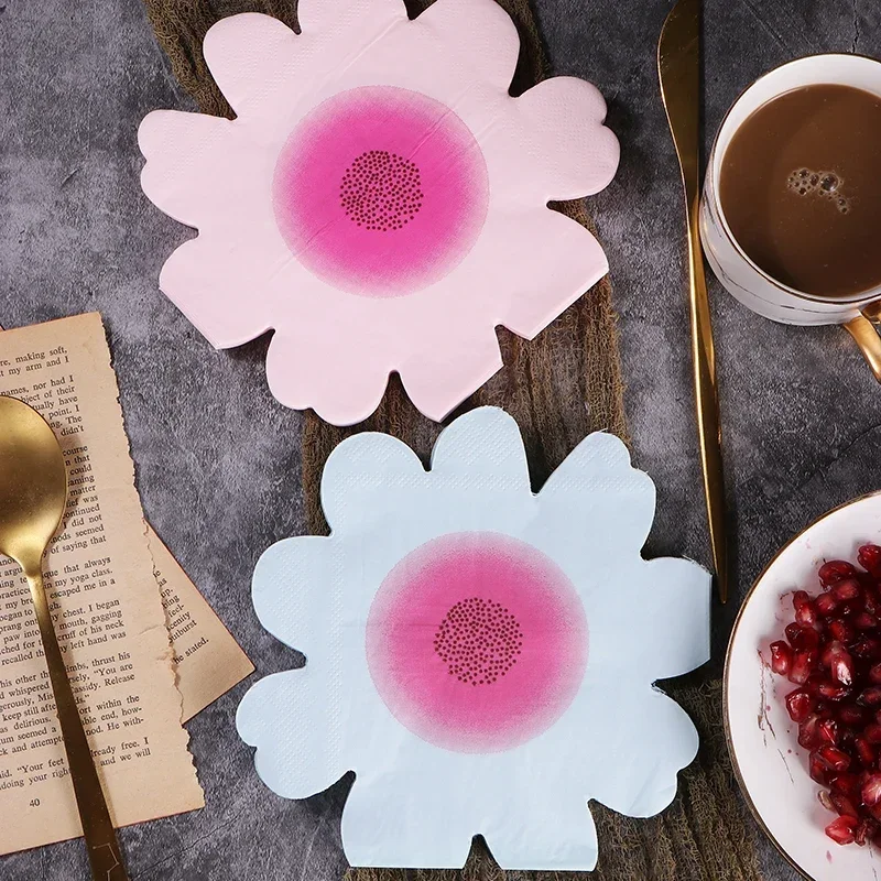 Shaped Colorful Daisy Paper Napkin Cut Edge Irregular Printing Napkin Personalized Paper Napkin Placemat 20pc Napkins Decoupage