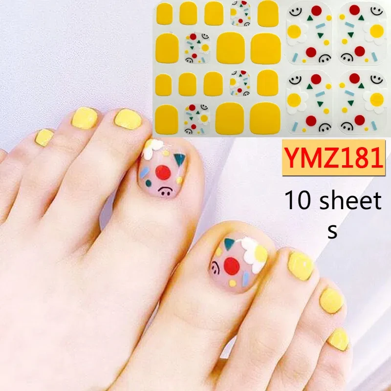 10 arkuszy/paczka brokatowe cekiny naklejka na paznokcie pełna pokrywa wodoodporna naklejka stóp tabletki na paznokcie naklejki na paznokcie Manicure DIY paznokci