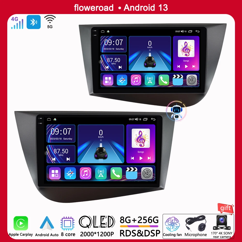 

2 din Wireless Carplay Android For Seat Leon 2 MK2 2005-2012 Car Radio Multimedia Player Autoradio DVD Navigation GPS Head Video