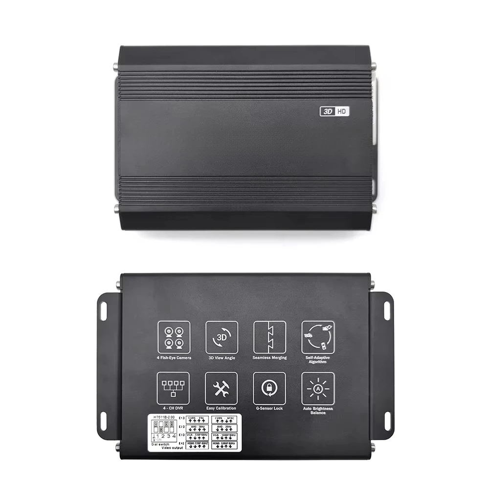 نظام مراقبة الرؤية المحيطية 360 درجة للحافلات، RV، متنقل، شاحنة مع مسجل DVR عالي الدقة 1080P 4-CH