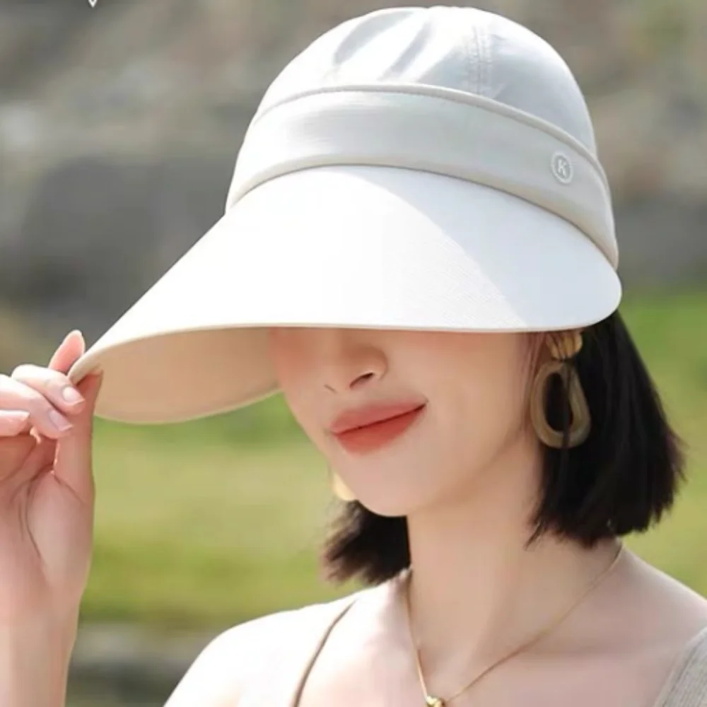 

Fashion Foldable Women's Summer Hat with Removable Cap Top Adjustable Big Brim Sun Hats Sunscreen UV Protection Visor Caps