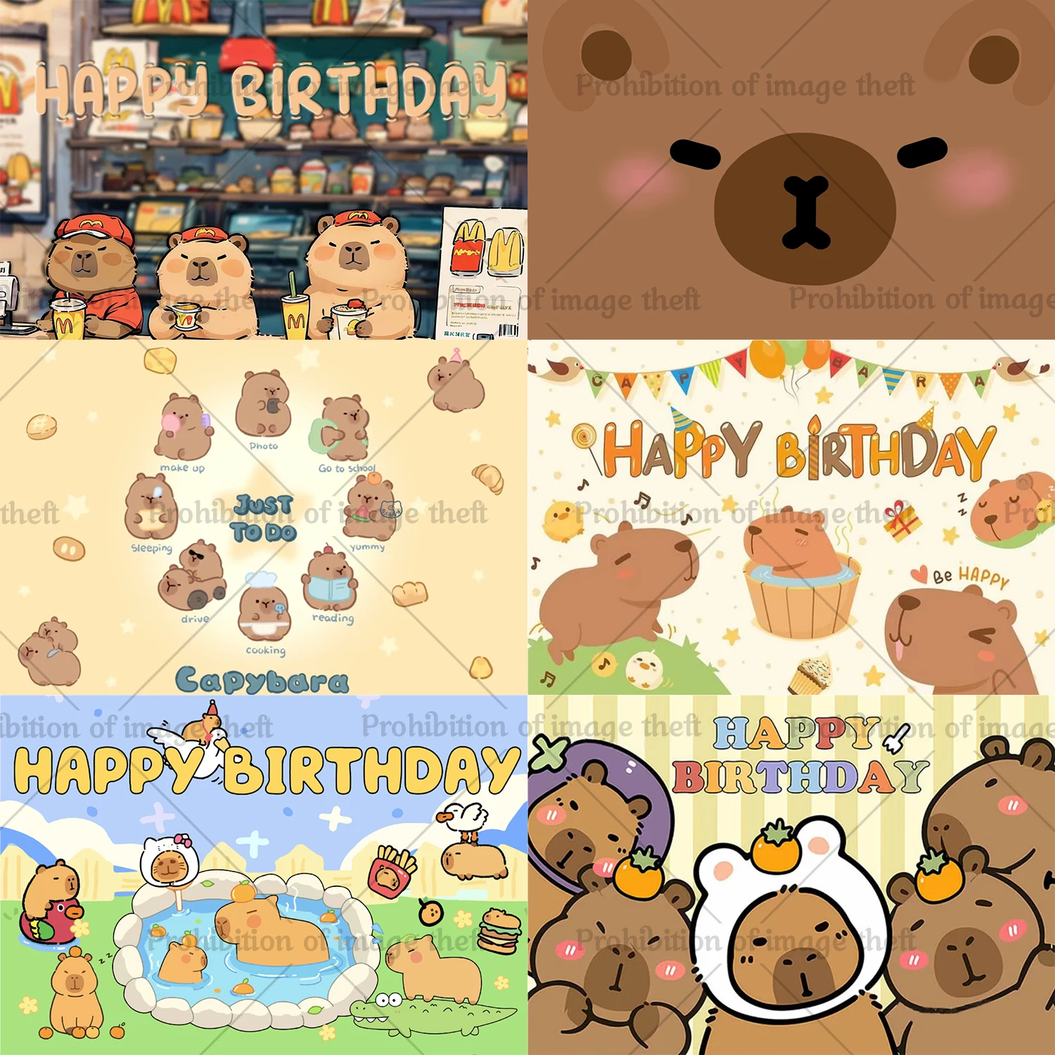 Cute Capybara Theme Background Birthday Party Decoration Baby Gifts Space Autumn Decoration Banner Children Photography Props