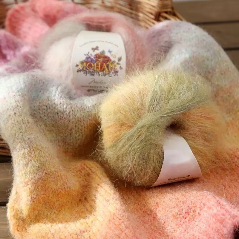 

25g Gradient Alpaca Mohair Yarn Dyed Silk Camel Hair Wool Yarn Hand Woven DIY Sweater Scarf Shawl Thread Handicrafts Accessories