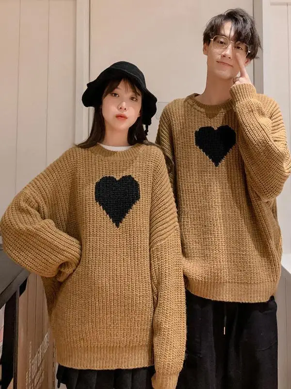 

Laid-ba Sle Heart Pattern Мужской трикотаж Повседневная повседневная одежда Длинный све Полиэфирное волокно круглый Ne Тепло предоставлено