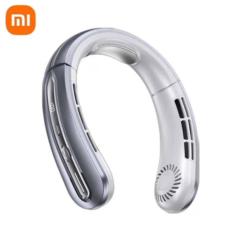 Xiaomi-ventilador portátil sin aspas con pantalla Digital, miniventilador para el cuello, correa para el cuello, Enfriador de aire, ventilador recargable por USB
