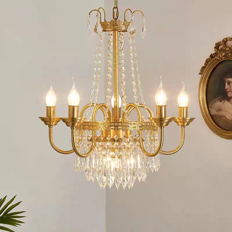 

French retro crystal small chandelier European light luxury entrance balcony American bedroom cloakroom corridor chandelier