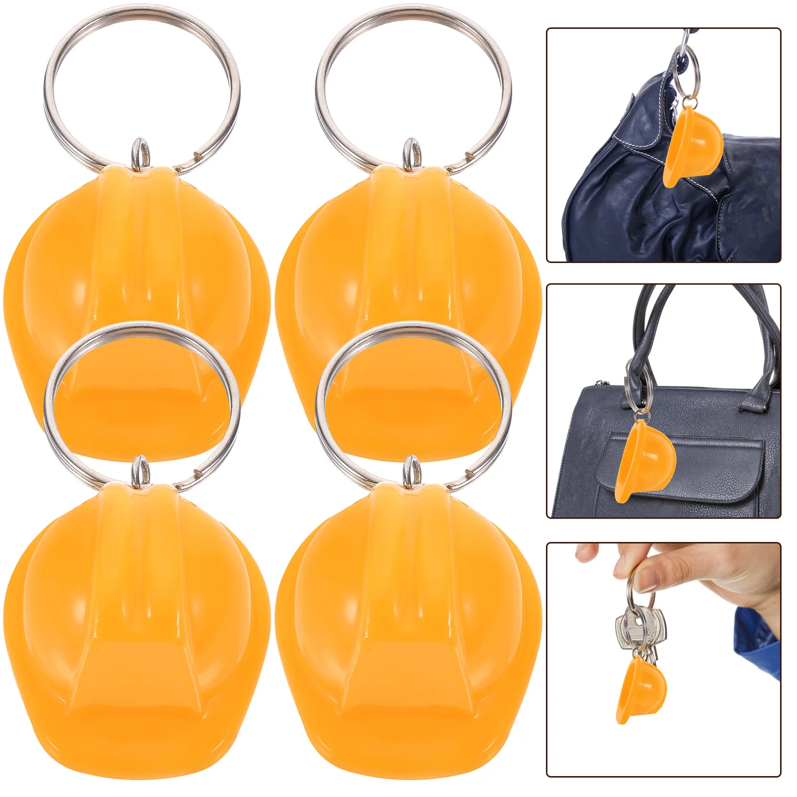 4 Pcs Hard Hat Keychain Lightweight Cute Charm Shape Backpack Keychains Zinc Alloy for Car Keys