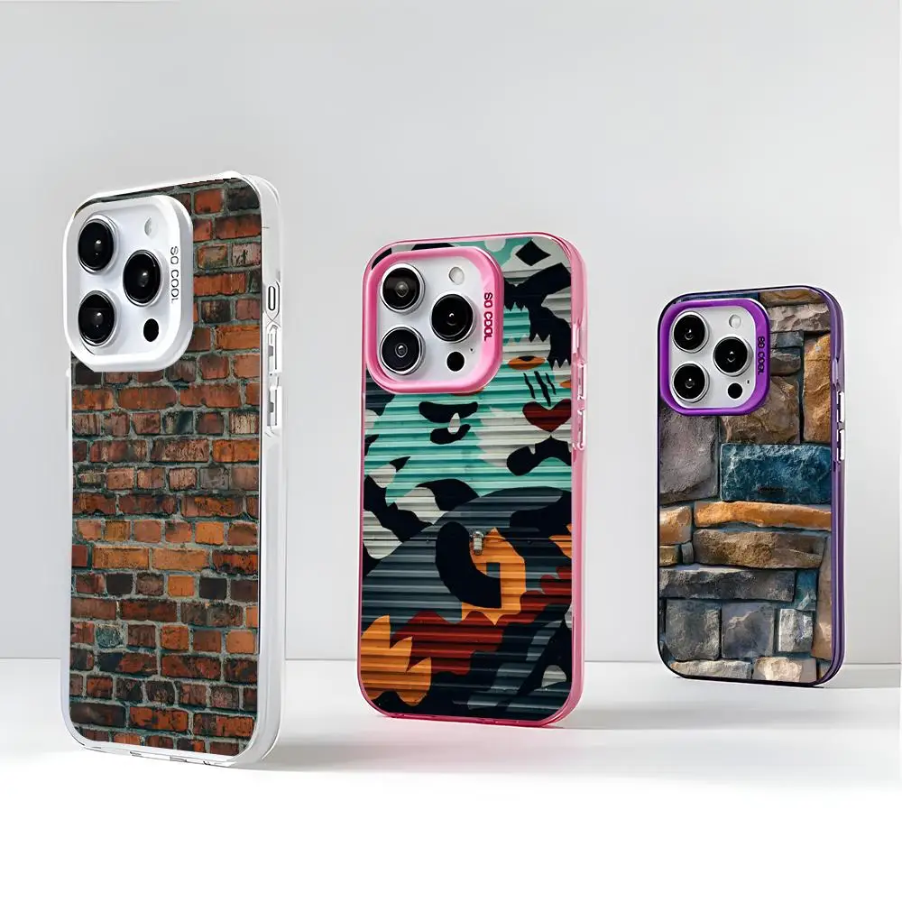 Wall Brick Phone Case 2024 IMD Case For IPhone 16 15 Pro XR XS 7 8 Plus SE2024 Shockproof Color Phone Funda Cover