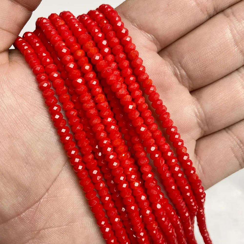 3*4mm Faceted Natural Stone Beads 35cm Strand Pink Purple Orange Rondelle Loose Beads for DIY Jewelry Making Bracelet Necklace