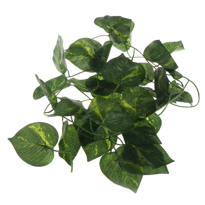 Corner Plants Leaves Terrarium Fish for Tank Landscaped Decoration for Bearded Dragon   2.4m B03E