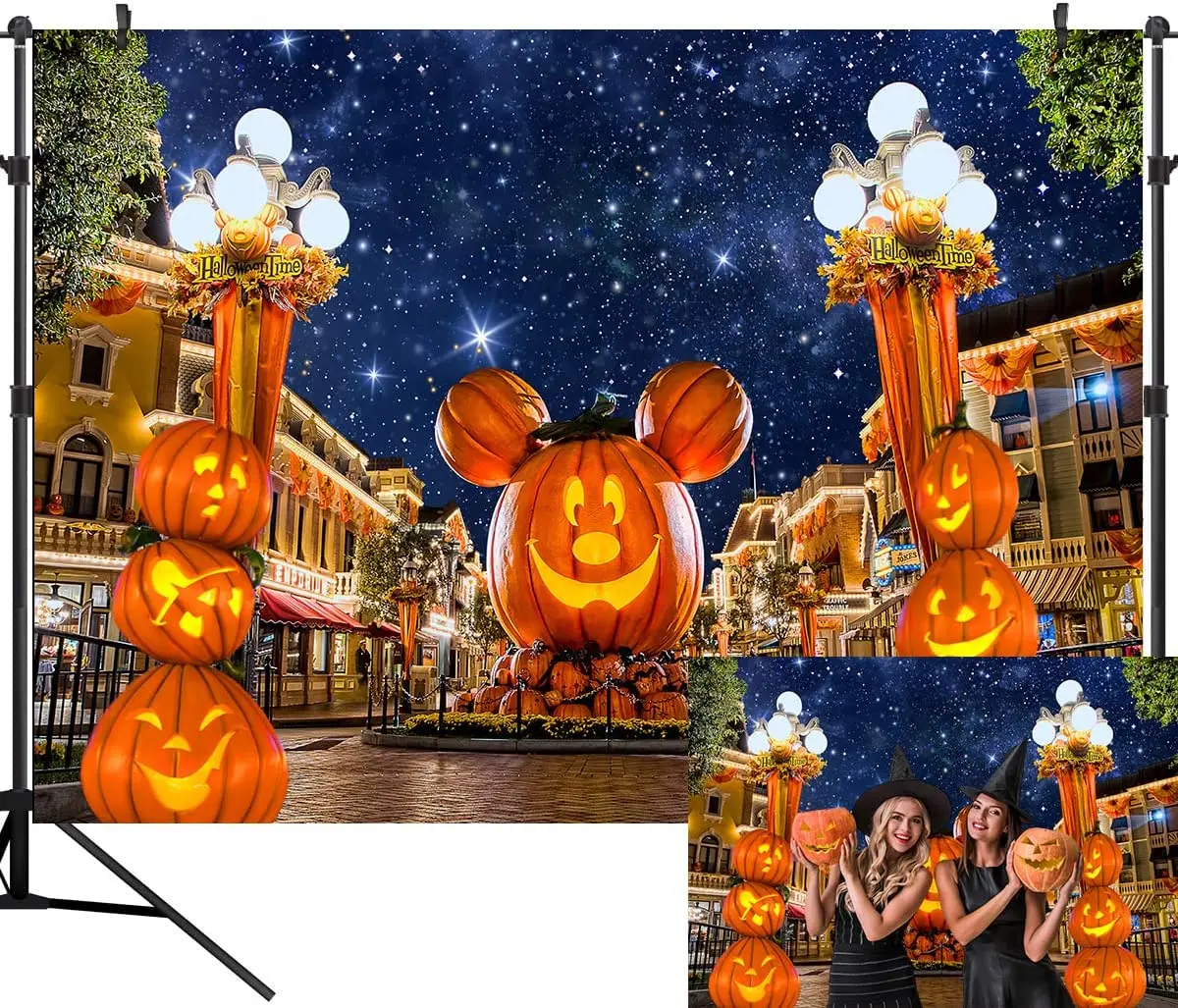 هالوين التصوير خلفية اليقطين رئيس كابوس القلعة الزرقاء ليلة الشارع خلفية الديكور حفلة استوديو الصور الدعائم