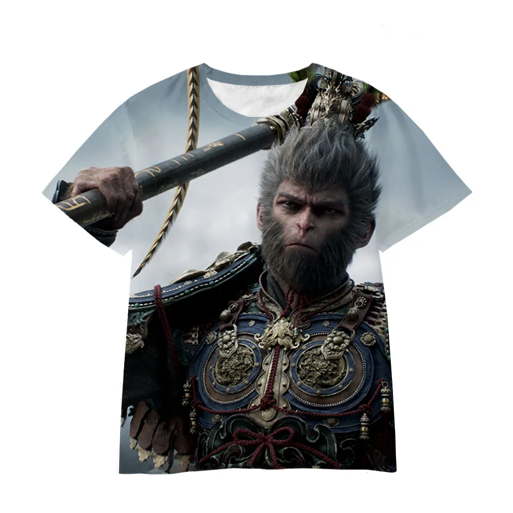 Boys T-shirt Fashion Black Myth WuKong Funny Tshirt Men Summer Casual Male T Shirt Hipster Hip-hop Tee Shirt Home Streetwear