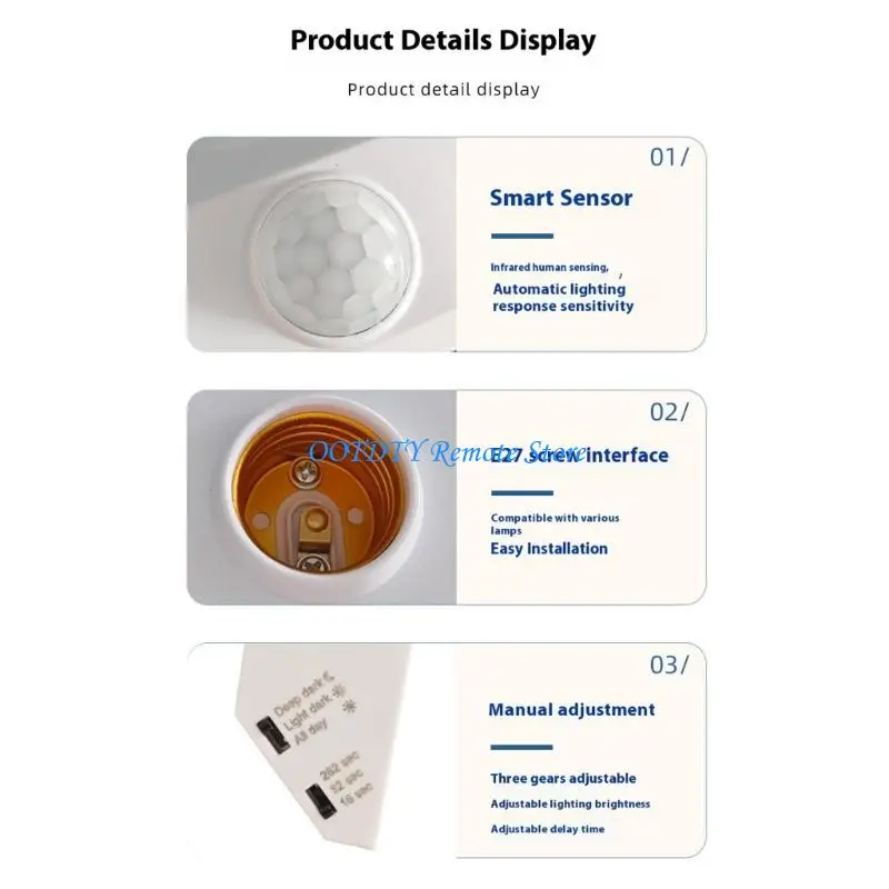 

PC Material Motion Sensings Light Adapters Automatic Illuminations For Stairways Smartests Brightness Adjustment