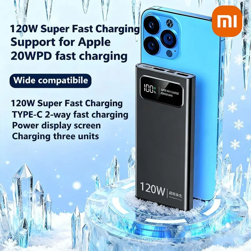 Xiaomi 200000mAh قوة البنك 120W سوبر شحن سريع البطارية عالية السعة شاشة ديجيتال قوة البنك آيفون سامسونج هواوي