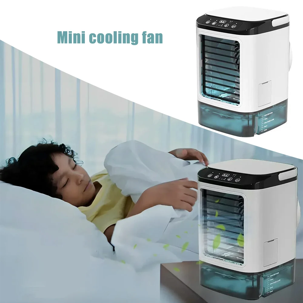 Household Mini Portable Mobile USB Cold Air Cooler Misting Humidifying Cooling Air Condition Fan Personal Desktop Cool Fan For